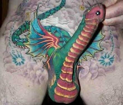 Dragon tattoo on penis