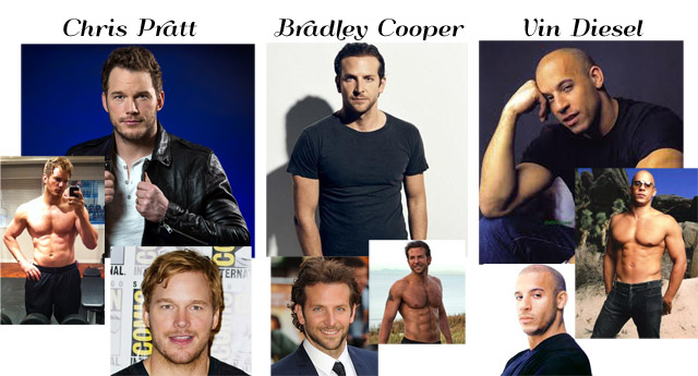 Who is hotter: Chris Pratt, Bradley Cooper or Vin Diesel?