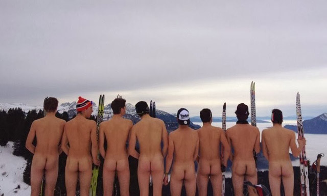 Naked ski hunks