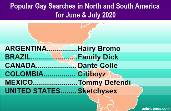 Gay porn searches in North and South America