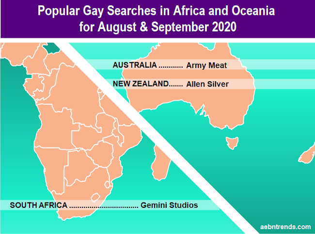 Top gay porn searches in Africa and Oceania