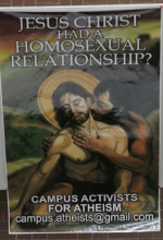 Lorain County Community College athiest group asks if Jesus was gay.