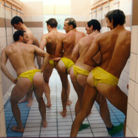 Men in locker room