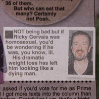 Article about Ricky Gervais weight loss causes anger