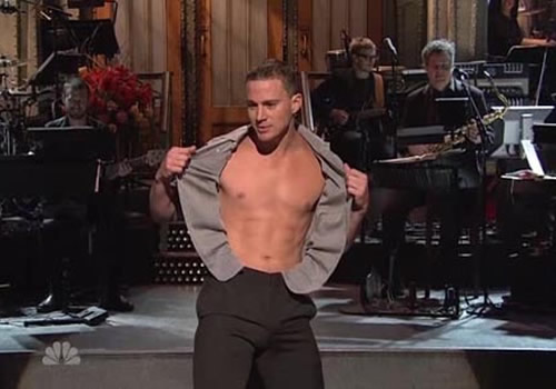 Channing Tatum shirtless on Saturday Night Live