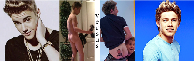 Justin Bieber's ass versus Niall Horan's butt