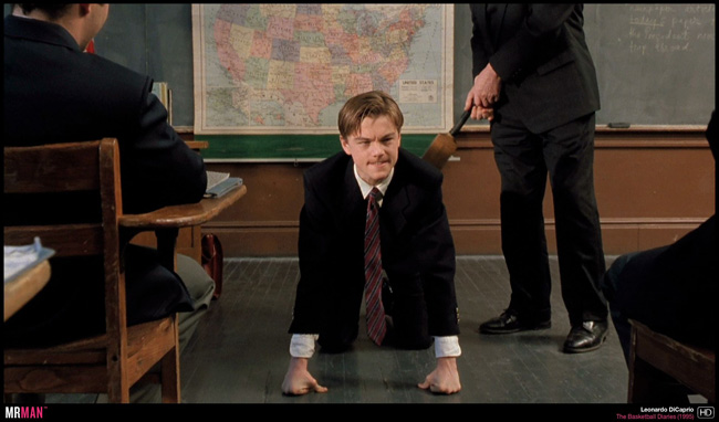 Leo DiCaprio on his knees and being spanked