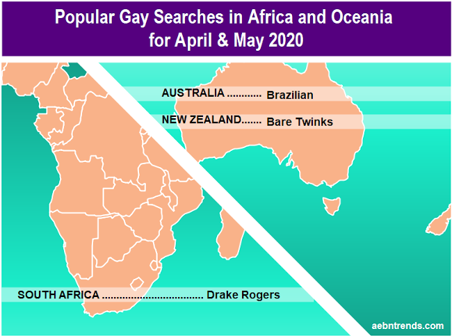 Top gay searches in South Africa and Oceana